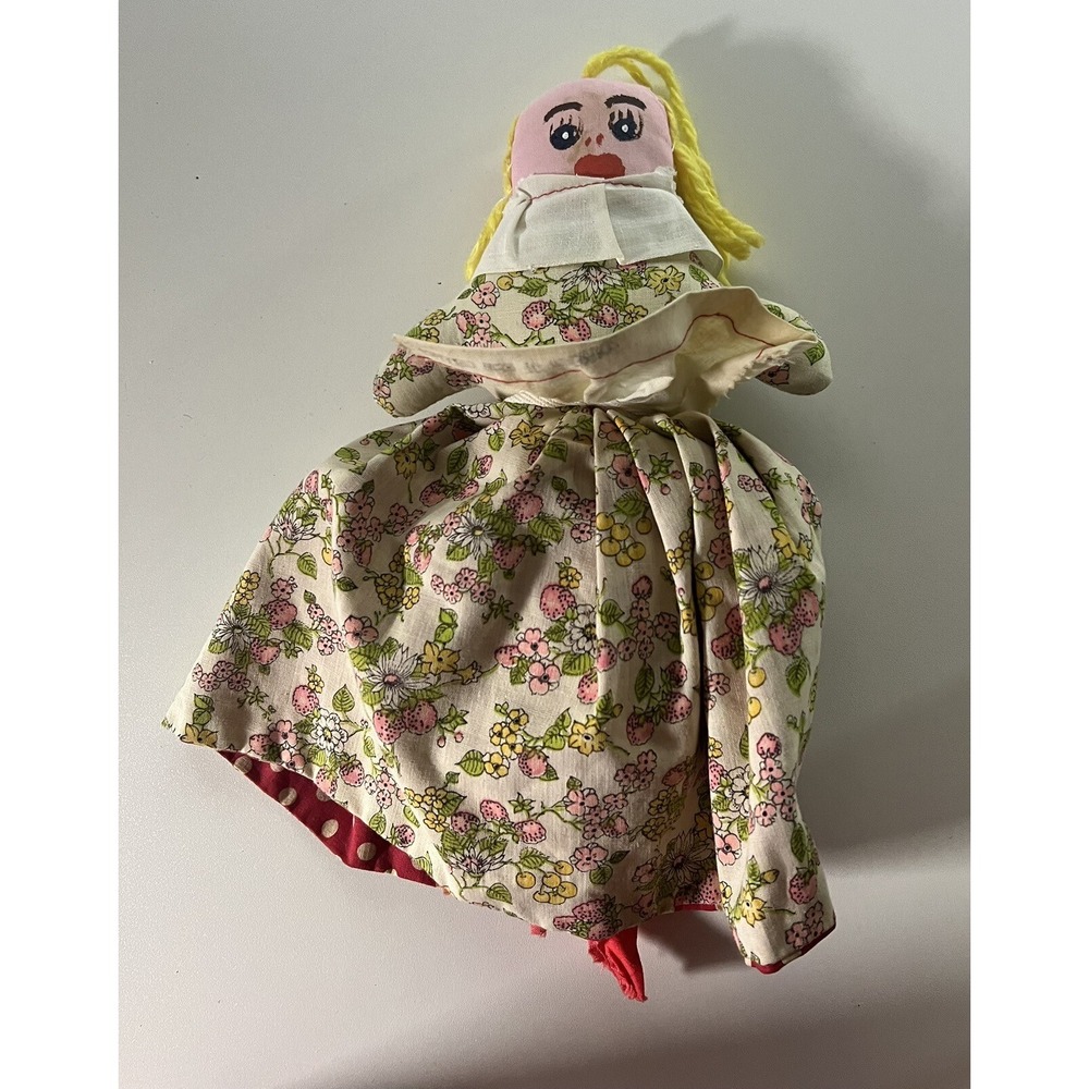 Vtg Topsy Turvy Cloth Doll 2 Sided African American & Caucasian Flip Dress Faces